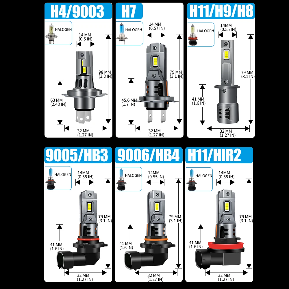 High-Performance Halogen-Equivalent LED Auto Headlight 55W