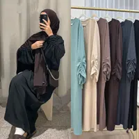 Eid Islamic Modest Dress for Women Abaya Lace-up Sleeve Morocco Casual Ramadan Vestidos Prayer Kaftan Dubai Muslim Long Robe