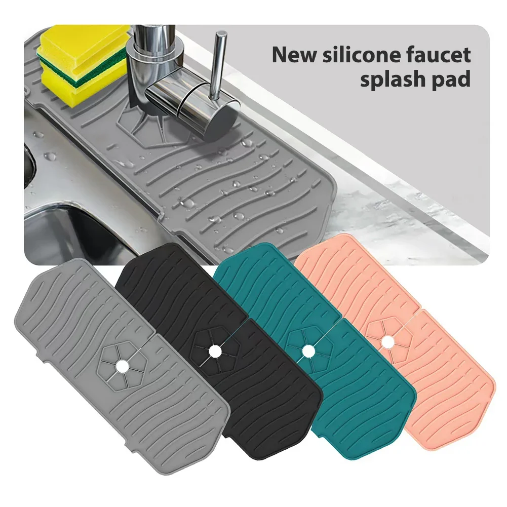 Silicone Faucet Mat For Kitchen Sink Splash Guard Drain Pad Bathroom Faucet Splash Water Catcher Mat Sink Countertop Protector