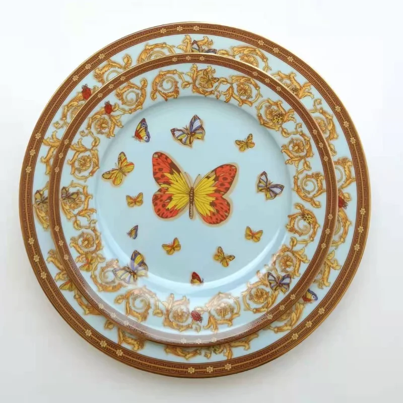 

New European Decor Modern Ceramics Coffee Cup Plate Bone China Steak Plate Ornaments Decorations Tea Cups Dessert Tray Tableware