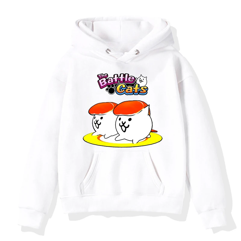 Sudadera con capucha con estampado de gatos de Game The Battle, bonita sudadera de dibujos animados para niñas, ropa para niños, sudadera de anime para niños, ropa de abrigo para niños
