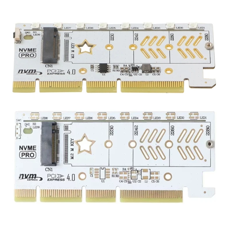 

Адаптер NVMe PCIe. 2 NVME SSD к PCI-E 4,0x16, плата расширения контроллера хоста для настольного ПК, поддержка 2230-2280