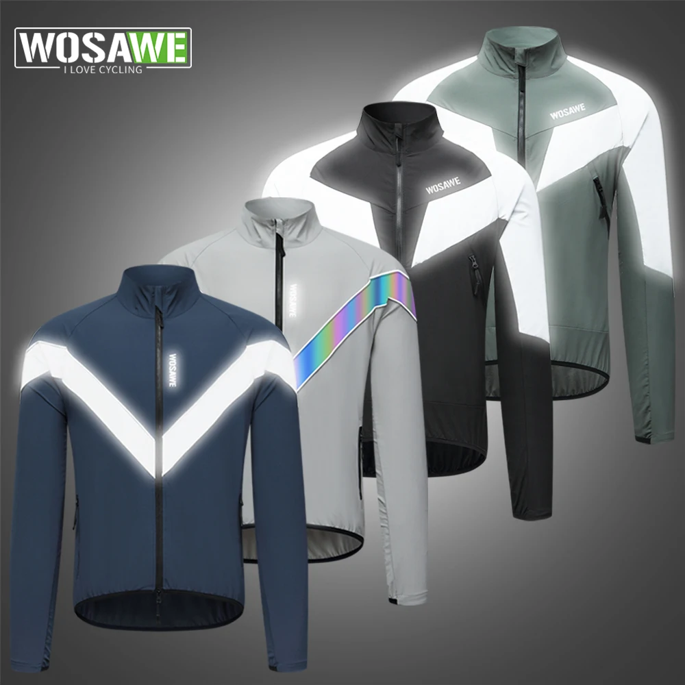 Reflective Cycling Jacket Windproof Waterproof for Winter Autumn Bicycle Motorbike Men