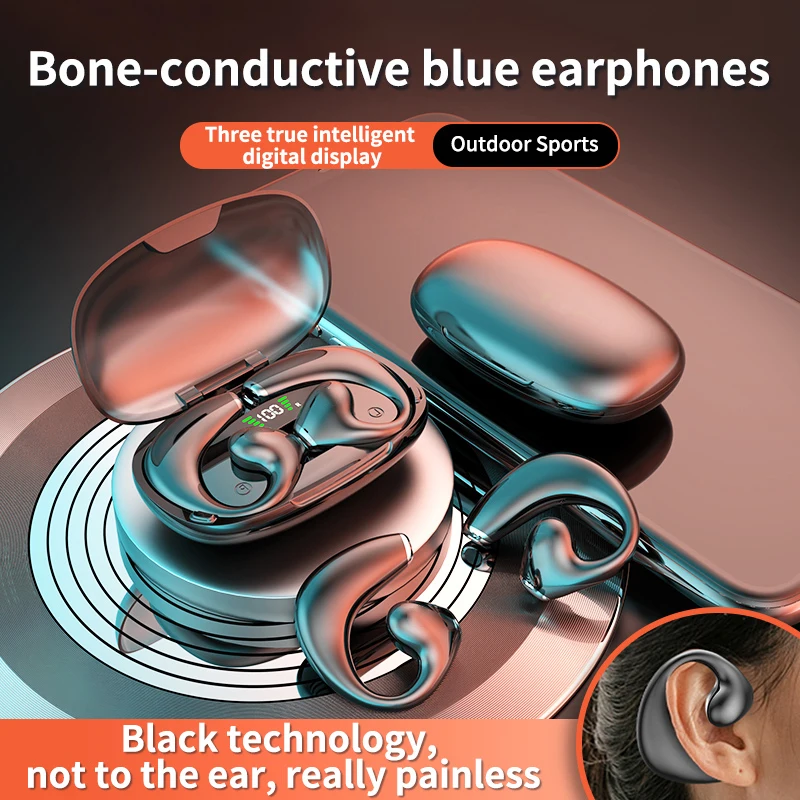 

JR02 Bone Conduction Bluetooth 5.3 Earphones Open Ear Clip Wireless Headphone With Mic Sports Headsets For Xiaomi Iphone Samsung