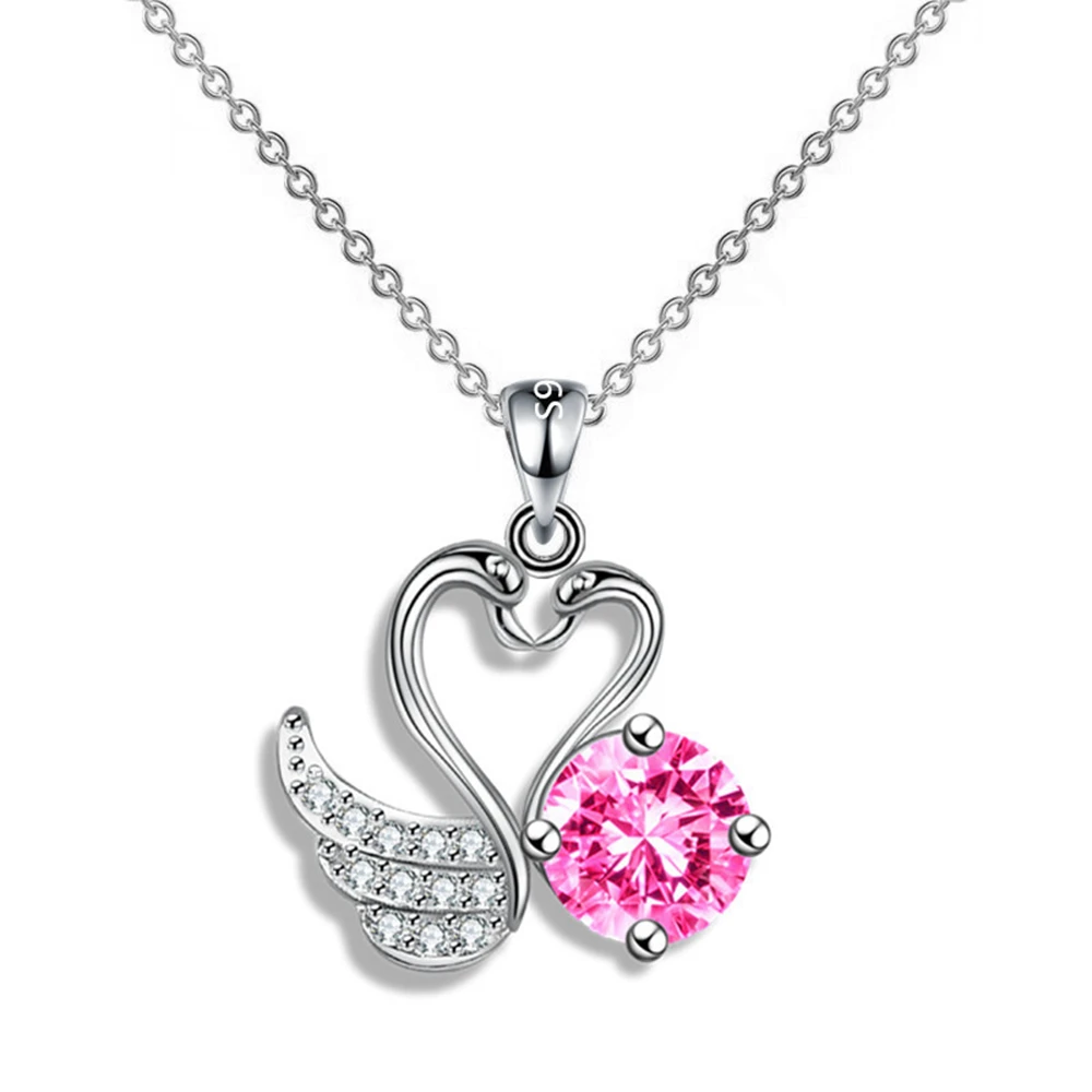 

Top Quality Silver Color Women Necklace Fashion Cute Multicolor Goose Zircon Necklaces For Women Anniversary Jewelry Long 45cm