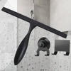 14'' INCH Shower Squeegee Silicone Rubber Wiper Scrape With Suction Cup Hook Black Color Glass Mirror Bathroom Cleaner 1