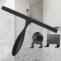 14'' INCH Shower Squeegee Silicone Rubber Wiper Scrape With Suction Cup Hook Black Color Glass Mirror Bathroom Cleaner 1