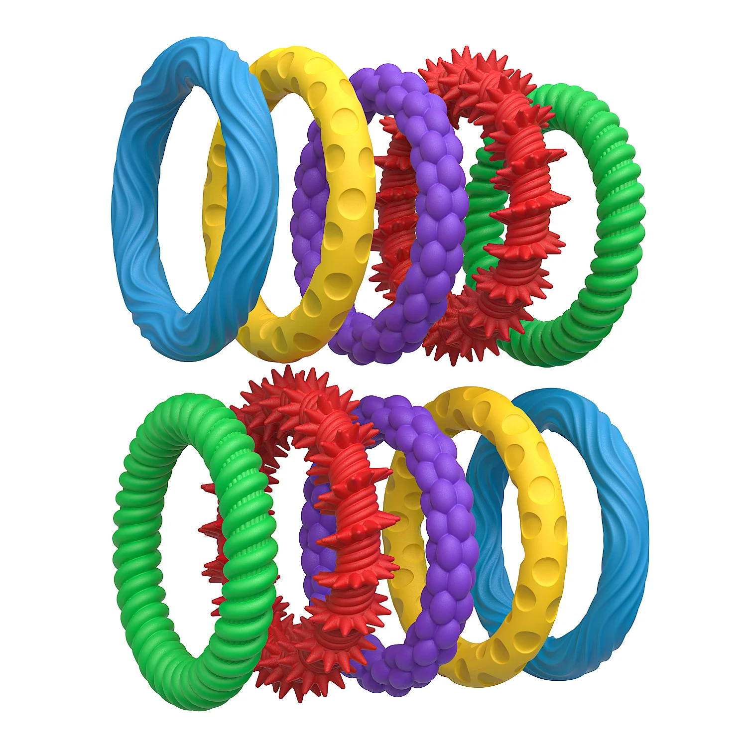 Fidget Ring and Sensory Toy 5 Pack Flexible Silicone Rings with Textured Spikes Fun and Tactile Fidget Bracelets for Adults