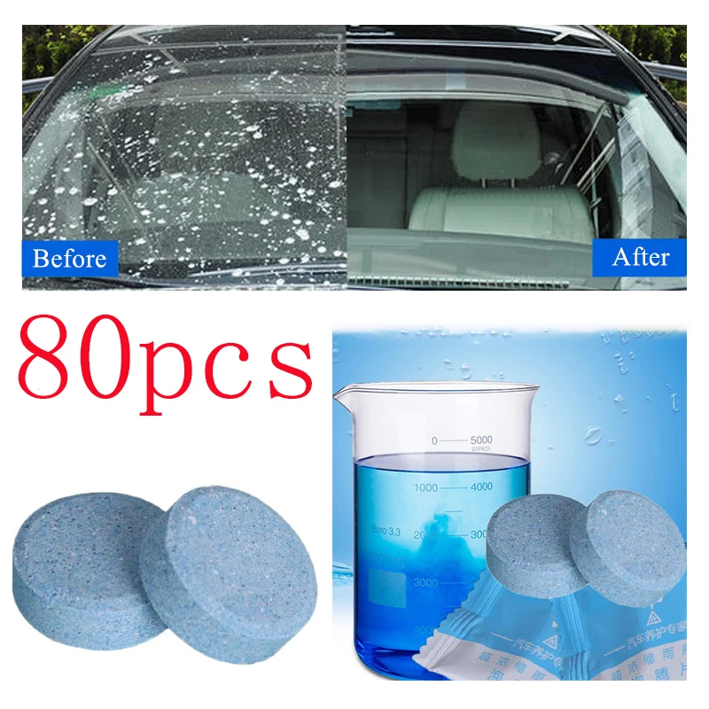 40/80Pcs/Pack(1Pcs = 4L Water)Car Solid Wiper Fine Wiper Auto Window Cleaning Car Windshield Glass Cleaner Car Cleaning Tools