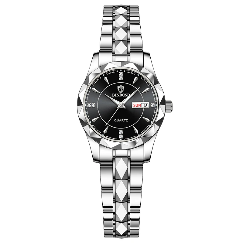 2025 ساعة جديدة الماس الفاخرة ليلة توهج مزدوج التق...