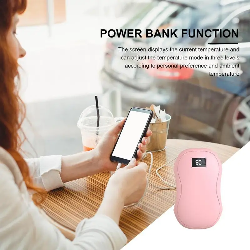 USB Hand Warmer Power Bank Heating warmer 3-Gear Adjustable Overheat Protection 3500mAh Power Bank Digital Display Pocket Size