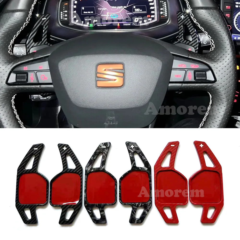 Steering Wheel Shifter Steering Wheel Paddle Extension Carbon Fiber Print Steering Wheel ABS Paddle Shift For Seat Leon Cupra 4F 5F MK3 MK4 Ibiza 6F Arona Ateca Leon ST Alhambra