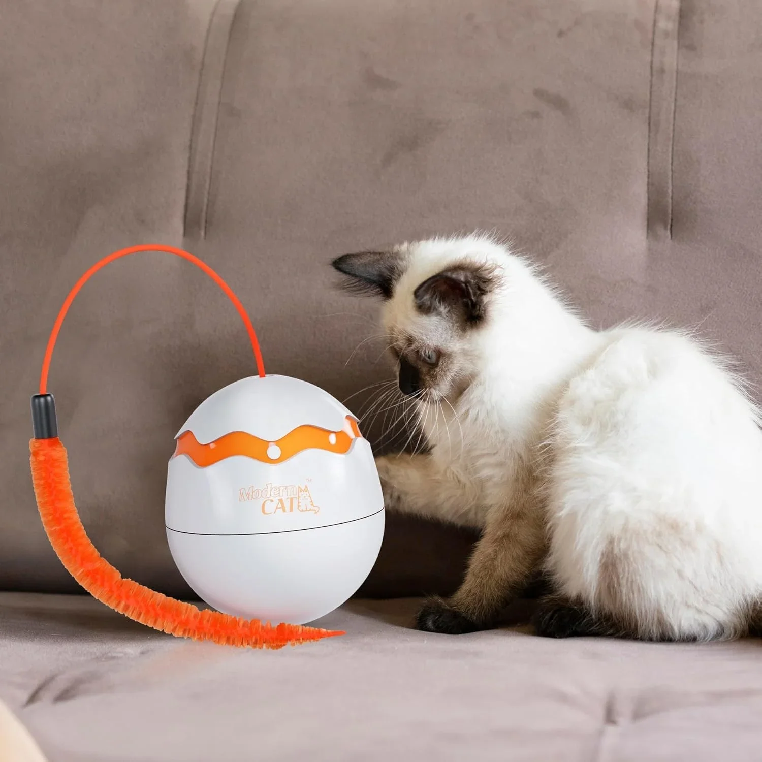 Interactive Cat Teaser Toys Automatic 360-Degree Rotation Dino Egg Spinner Self Rotating Automatic Pet Moving Toy for Cats