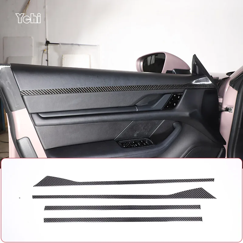 

Soft Carbon Fibre For Porsche Taycan 2019 2020 2021 2022 Car Inner Door plate Trim Strip Sticker Car Accessories