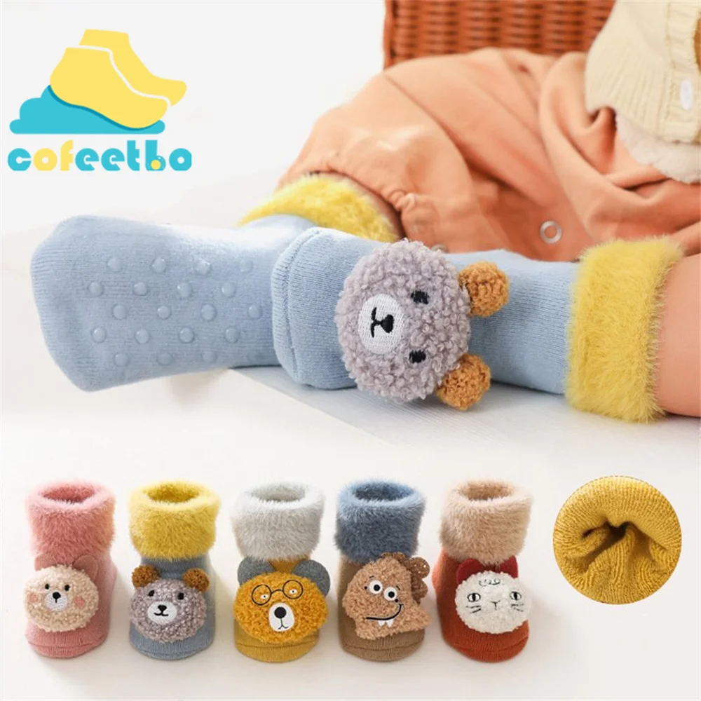 

Cartoon Plush Baby Floor Socks Thicken Anti Slip Autumn Winter Warm Infant Todder Newborn Cute Dolls Soft Comfortable Child Sock