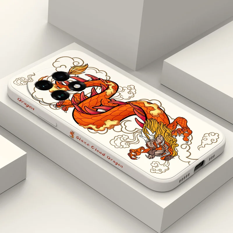 Red Flame Dragon Liquid Silicone Phone Case Cover