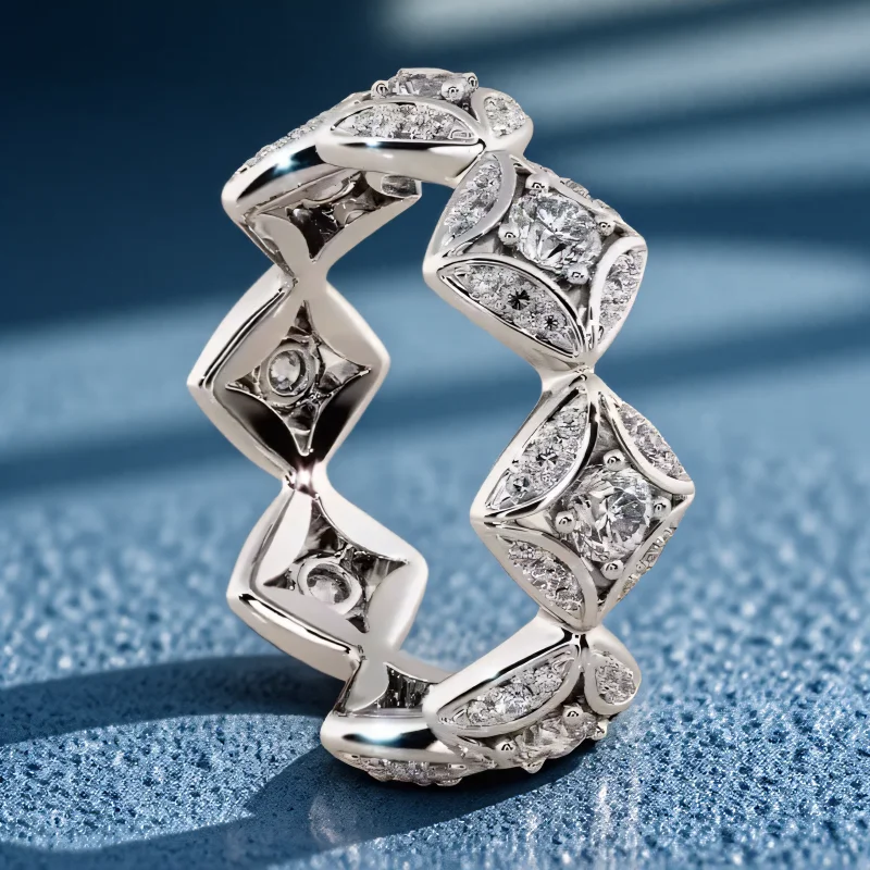 Unique White Zircon Geometric Rings For Women Silver Color Pormise Engagement Wedding Bands Bridal Jewelry Mothers Day Gifts 6