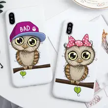 

Cute Animal Owl Phone Case For iphone 13 12 11 Pro Max Mini XS 8 7 6 6S Plus X SE 2020 XR Candy white Silicone cover