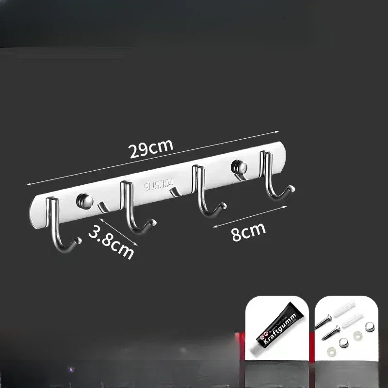 Stainless Steel Hook Toilet Clothes Hook Kitchen Hanger Punch-free Rack