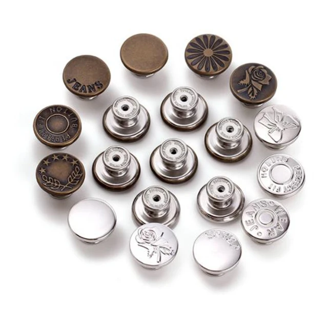 2-20Pcs Snap Fastener Metal Buttons For Clothing Jeans, Detachable Retro  Sewing-Free Buckles Reduce Waist Retractable Button