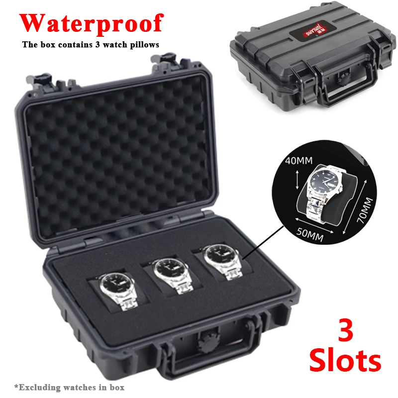 3/4Grid Waterproof Watch Storage Box Impact Resistant Case With Foam For Watches Safety Equipment Storage Case Portable Toolbox