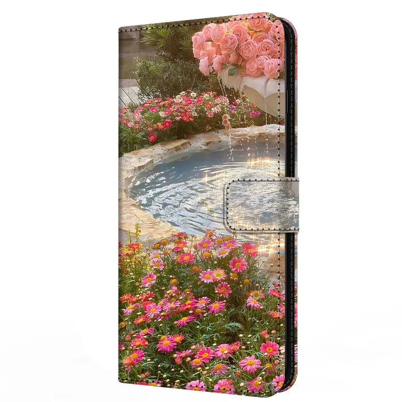 Magnetic Pink Leather Wallet Case - Book Style Flip Cover