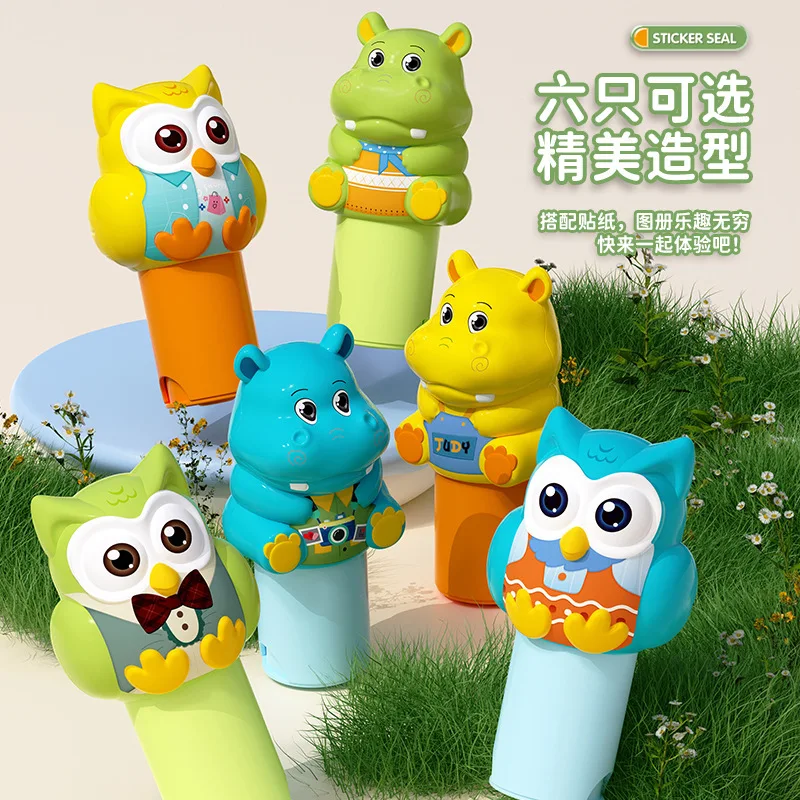 Cartoon Animals Hippo Rabbit Stamp Seals Stamps Stickers Popular Children's Magic Seal Sticker Book Toy Stamp Reward For Kids