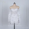 Luxury Beaded Short Wedding Dresses Saudi Arabia Lace Floral Appliques Long Sleeves Bridal Gown Mini Prom Party Dress Customized 5