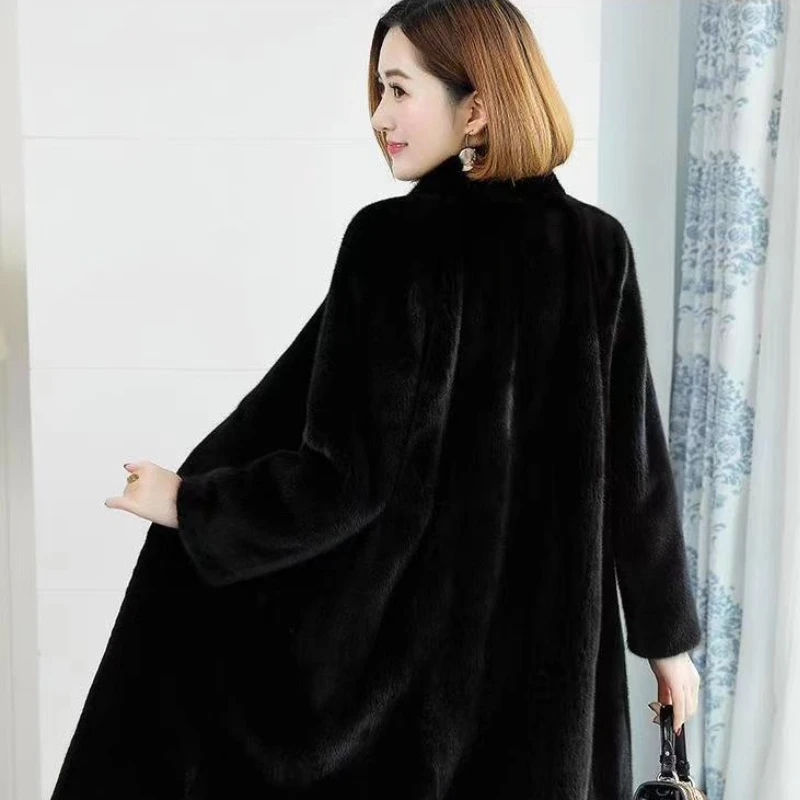 2023 Autumn Winter New Imitation Fur Loose Cardigan Coat Women Mid-length Slim-fit with Fur Collar Commuter Coat Sheep Fleece