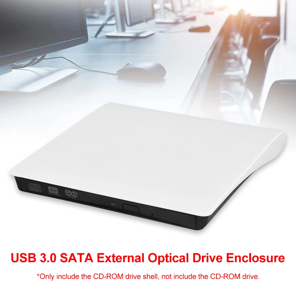 【Exclusive Discount】 DVD CD-ROM RW Optical Drives USB 3.0 SATA External Enclosure for Laptop Computer.