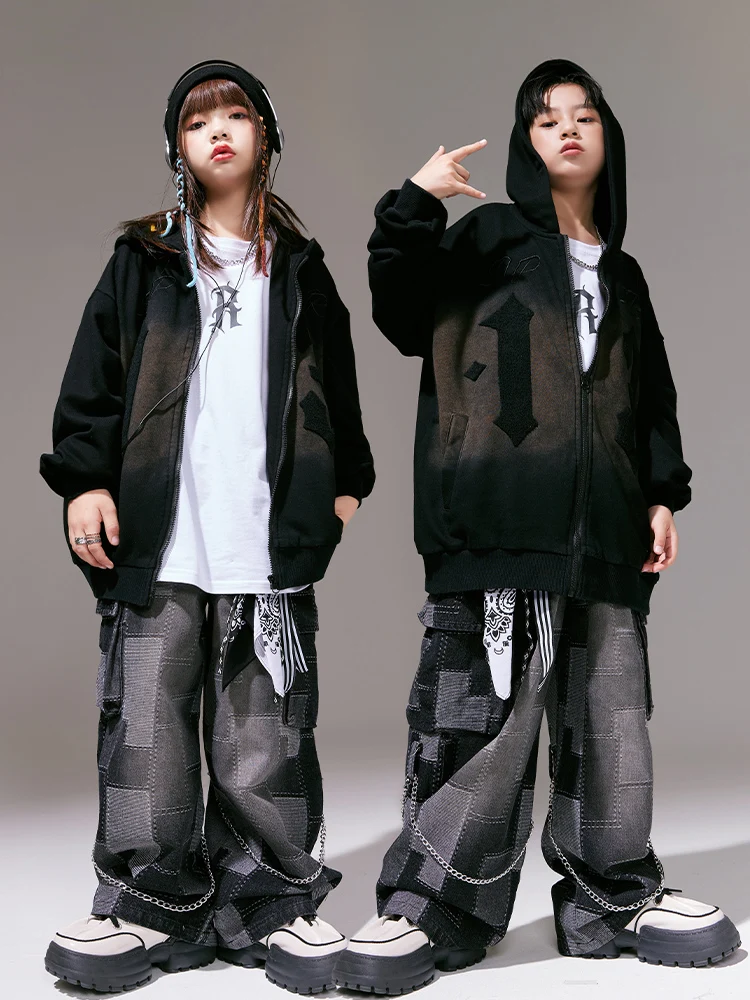 

New Hoodie Sweater Shirts Loose Pants Suit For Girls Jazz Dance Costumes Streetwear Boys Hip Hop Dancing Rave Clothes DQS14588