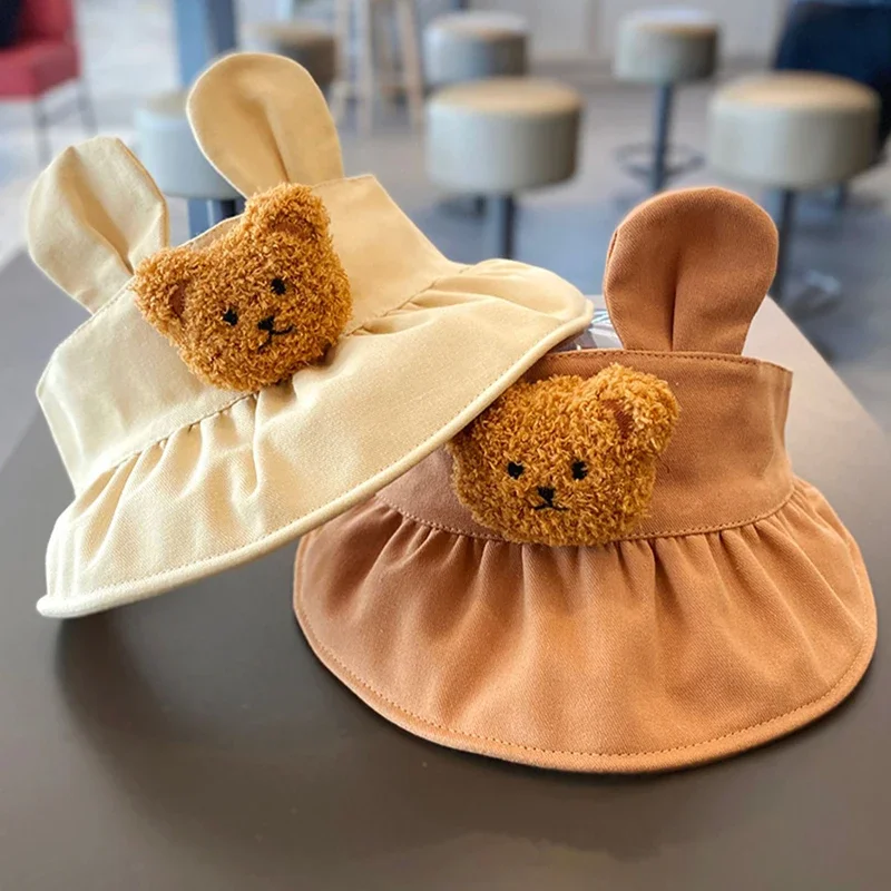 

Летние Детские Солнцезащитные кепки, бейсболка с милым мультяшным медведем, Детская уличная дышащая шапка, Кепка с широкими полями для девочек и мальчиков