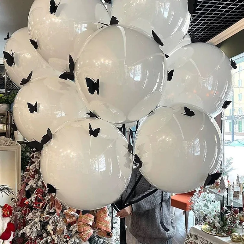 5er-Set Ballon-Ins-Party-Dekoration, Vorschlag, 45,7 cm dick, doppelschichtig, Bobball, weißer Schmetterling, Ballonbündel, Geburtstagsdekoration