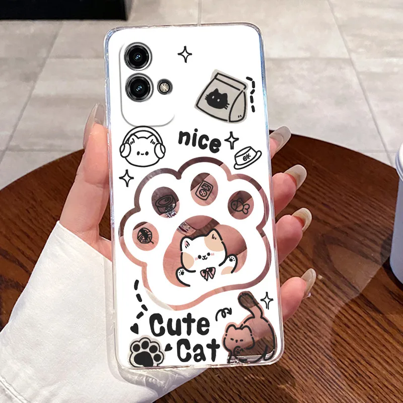 Aesthetic Cute Cat Transparent Soft Silicone Protective Phone Case