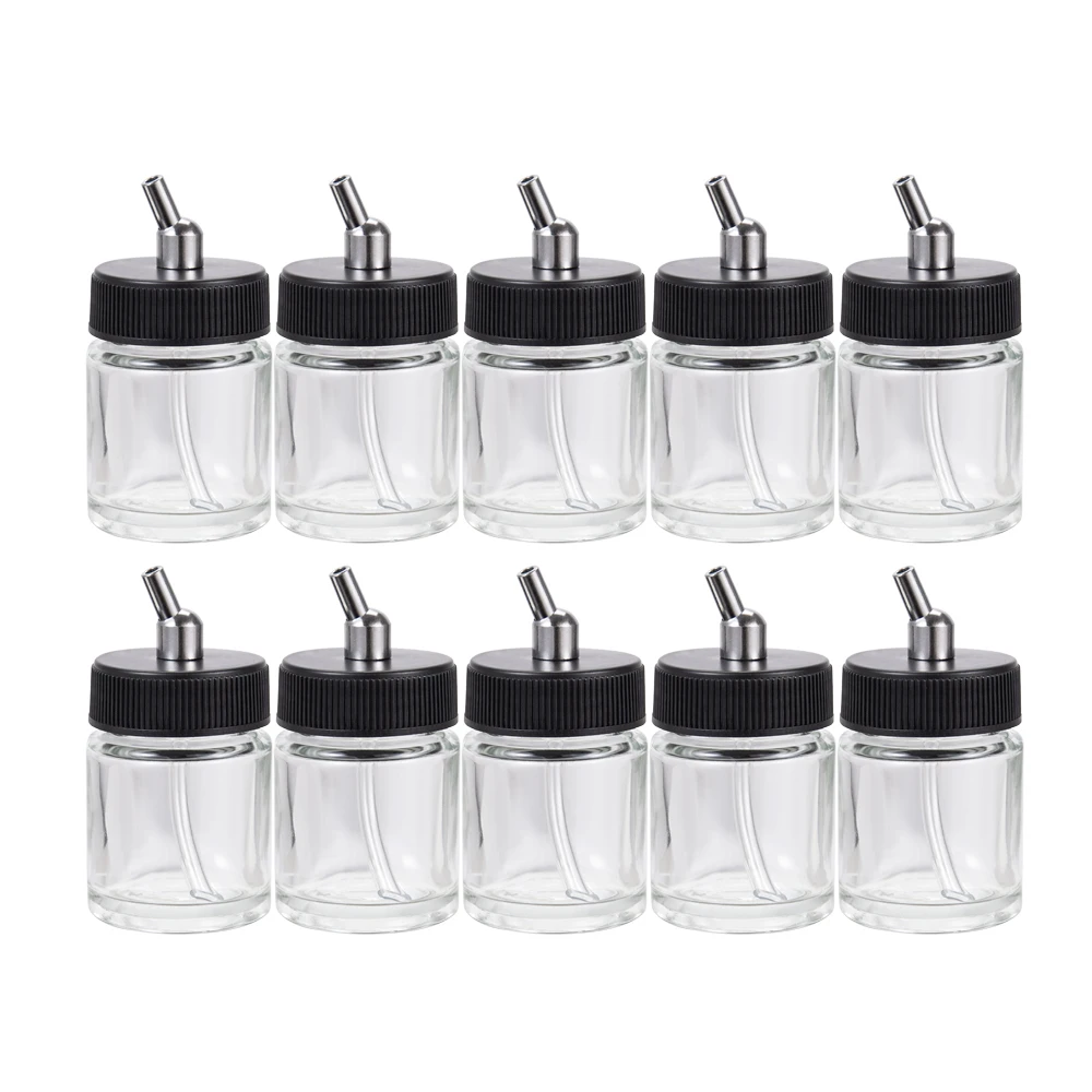 Ophir 10 Pcs/lot Glass Containers Dual Action Airbrush Glass 22cc