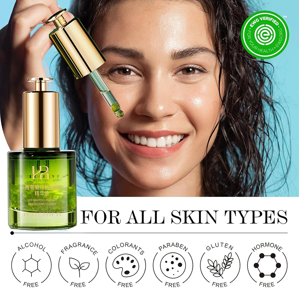 Sea Grape Collagen Peptide Double Anti Revitalizing Essence Oil Skin Care Moisturizing Brighten Anti-Aging Firming Face Serum 5