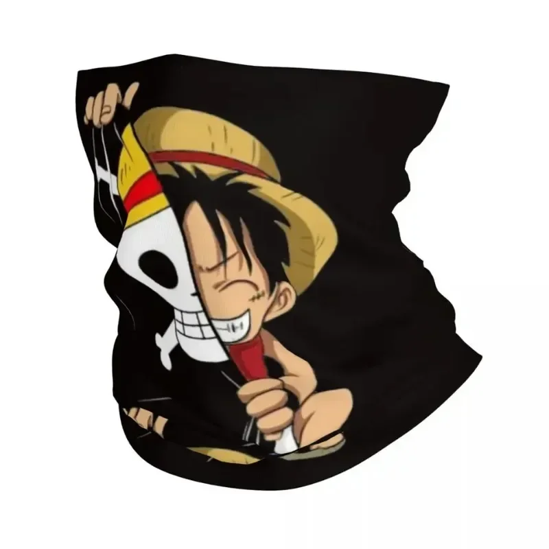 

One Pieces Bandana Neck Warmer Luffy Anime Figures Women Men Winter Hiking Ski Scarf Gaiter Straw Hat Pirates Face Cover Gifts