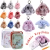 Fluffy Bunny Trinket Key Chain Charm Fur Cute Fluffy Bunny Keychain Lovely Keyring Pendant Fluffy Fur Pompon Bunny Doll Pendant 1