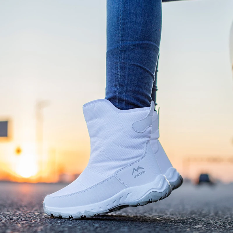 Ankle Snow Boots for Women Winter Shoes Ladies Comfort Fleece Thickened Non-slip Casual Short Boots Woman Plush Platform Botins