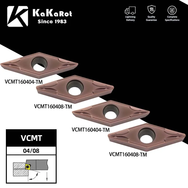 

KaKarot 10pcs Carbide Insert VCMT160404 VCMT160408 TM VP15TF Stainless Steel Turning Tool Holder Boring Bar CNC Cutter