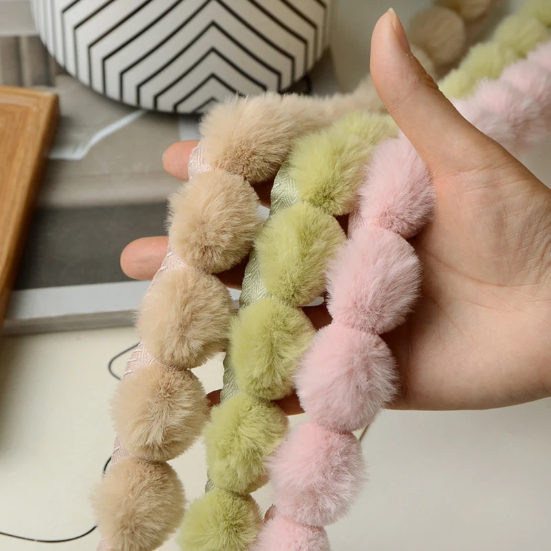 

1M Faux Rabbit Hairball Ribbons Ball Shape Fur Ribbon for DIY Clothes Hat Edge Sewing Decor Accessories Fur Strips Material