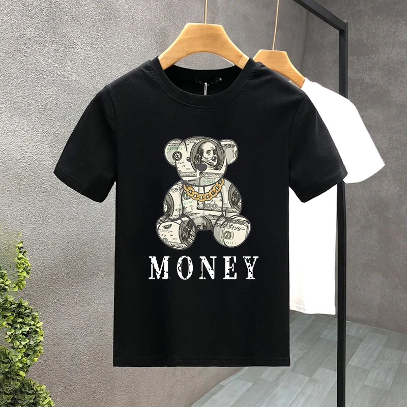 2025 Summer Luxury Brand Cotton Money Bear ​Letter Print Men