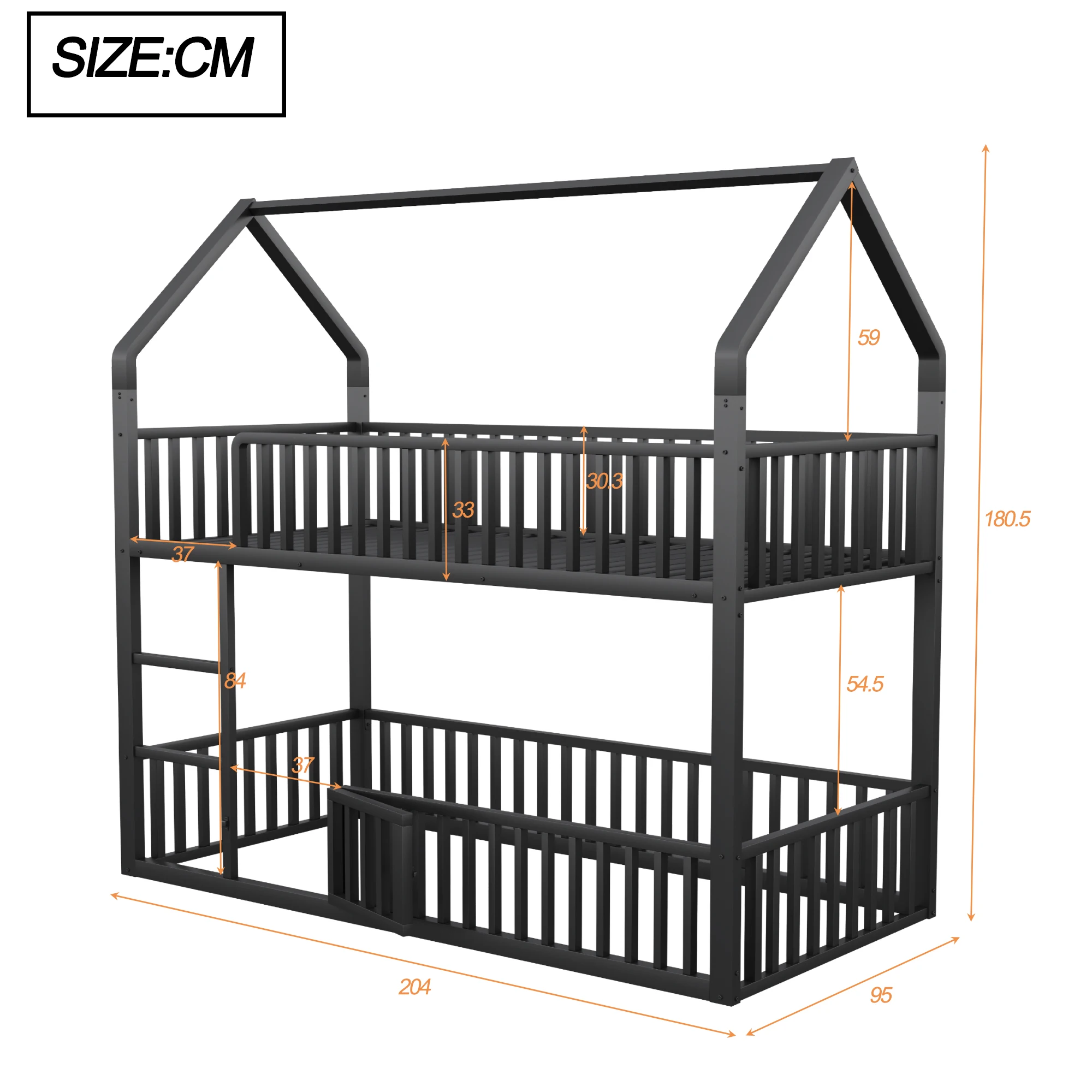 KOMHTOM Etagenbett Metall Doppelbett Kinder mit Treppe Loft Design und unterem Bett mit kleiner Tür zum Öffnen und Schließen – Detail 11