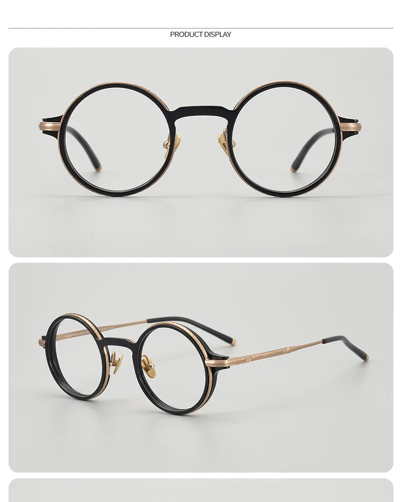 Japanische Handgefertigte Titan-Acetat-Brillengestelle Vintage Runde Brillenfassungen Brillen für Männer und Frauen Mode 2024 Kreatives Design – Detail 8