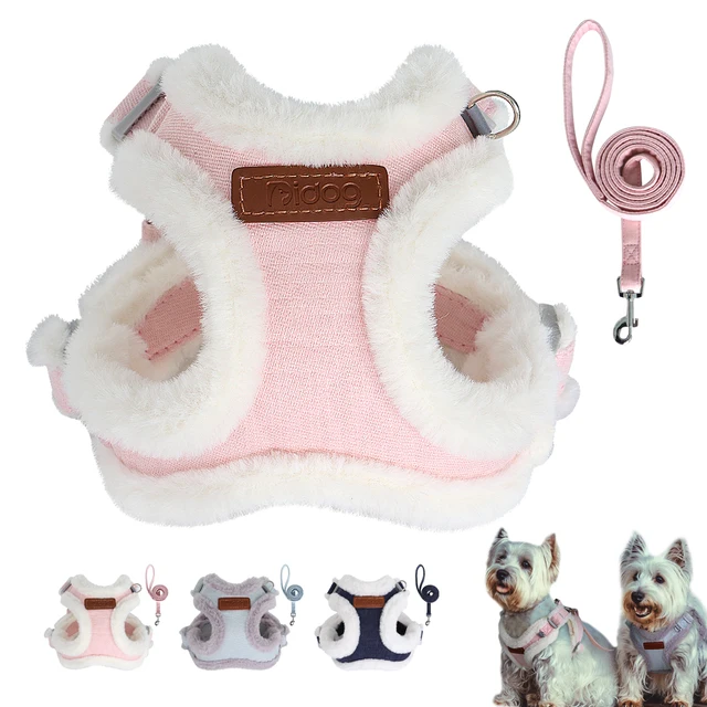 Winter Warm Dog Harness Leash Set Soft Fur Padded Dogs Vest Harness With Lead Leash Adjustable for Small Medium large Dogs Cats Winter Warm Dog Harness Leash Set Soft Fur Padded Dogs Vest Harness With Lead Leash Adjustable for Small Medium large Dogs Cats