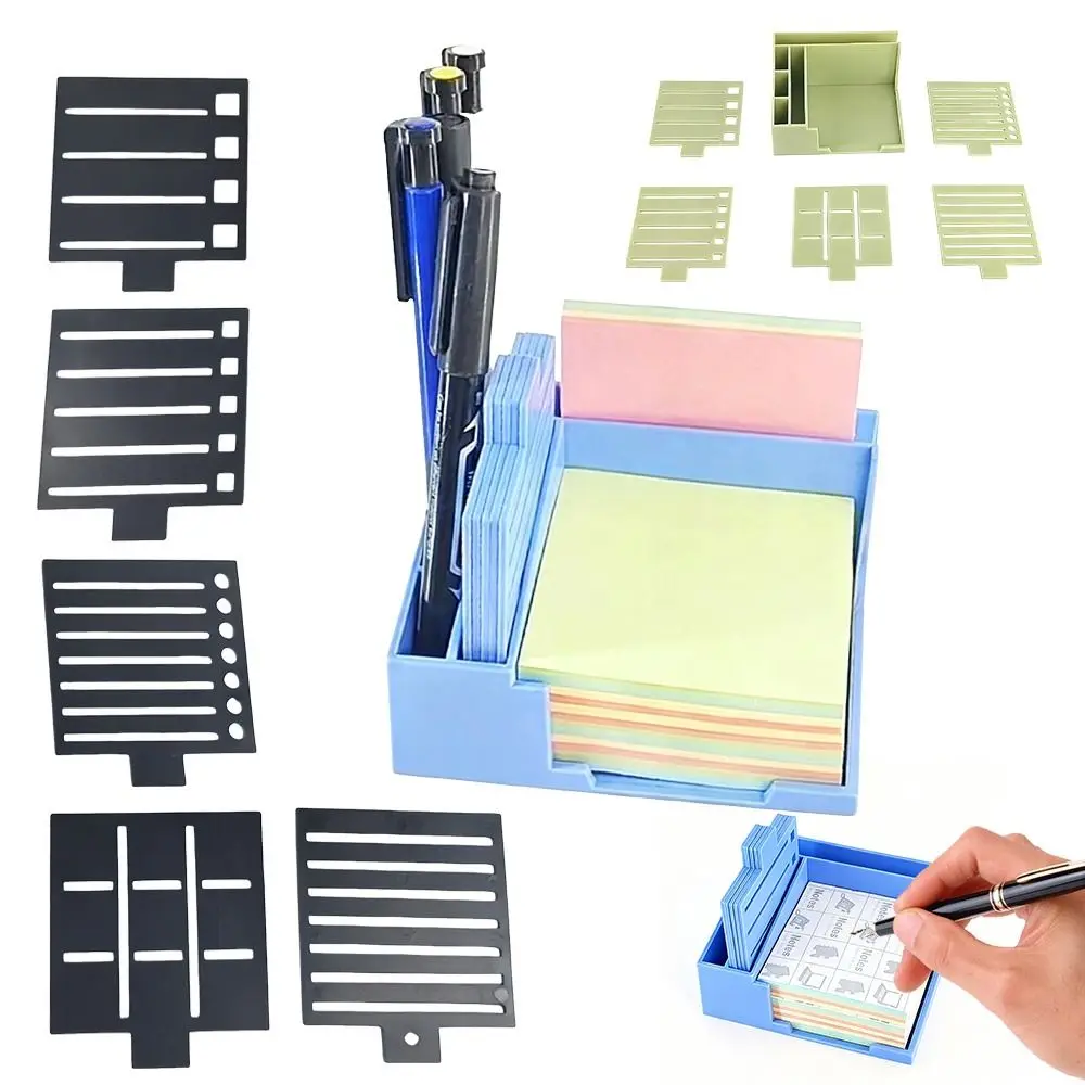 Sticky Note Holder & Dispenser Set with Line Drawing Templates
