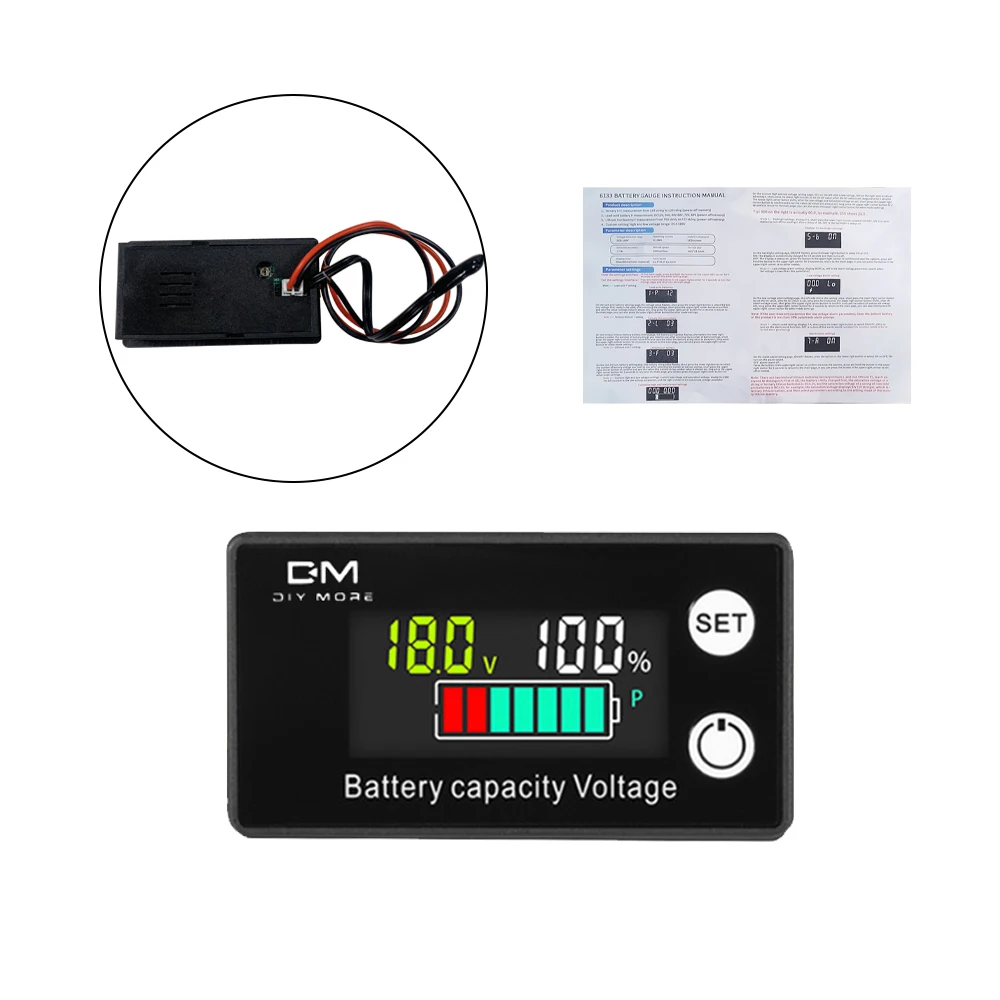 6133A DC 8-100V Digital Battery Capacity Indicator Voltmeter LCD