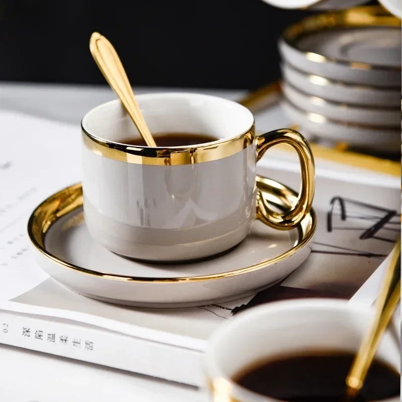

High-Grade Bone China Crown Coffee Cup Ceramic Tea Cups Dish With Tablewar Set Wedding and Housewarming