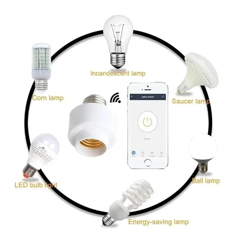שקע חכם Tuya WiFi BL E27, מתאם למנורות, מתג תאורה למטבח וחדר שינה, שליטה קולית עם Alexa ו-Google Home
