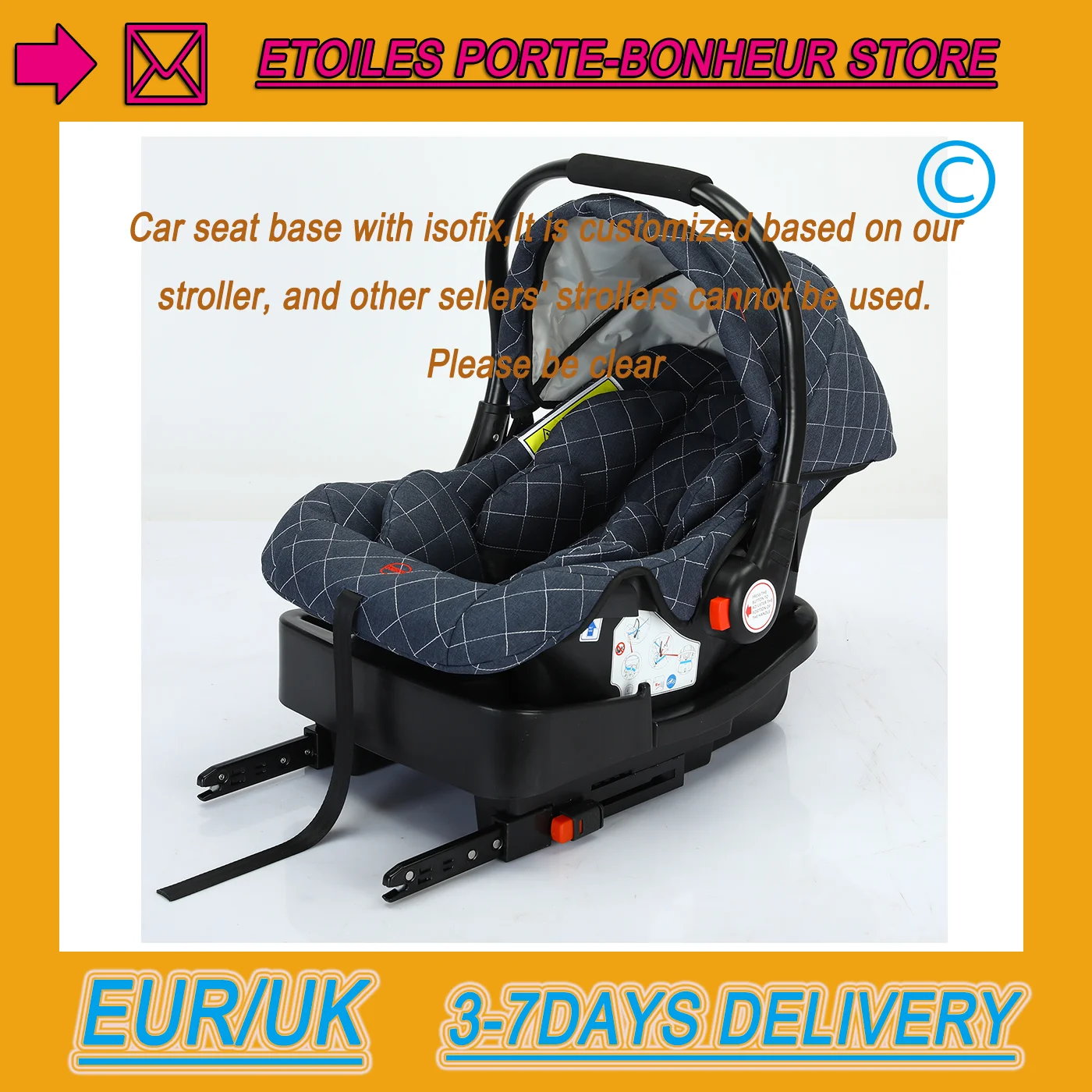 InfantCarSeatBaseIsofixWithLuxuryStroller3in1BabyCarriage